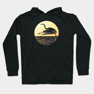 Great Blue Heron Flying in front of Sun Hoodie